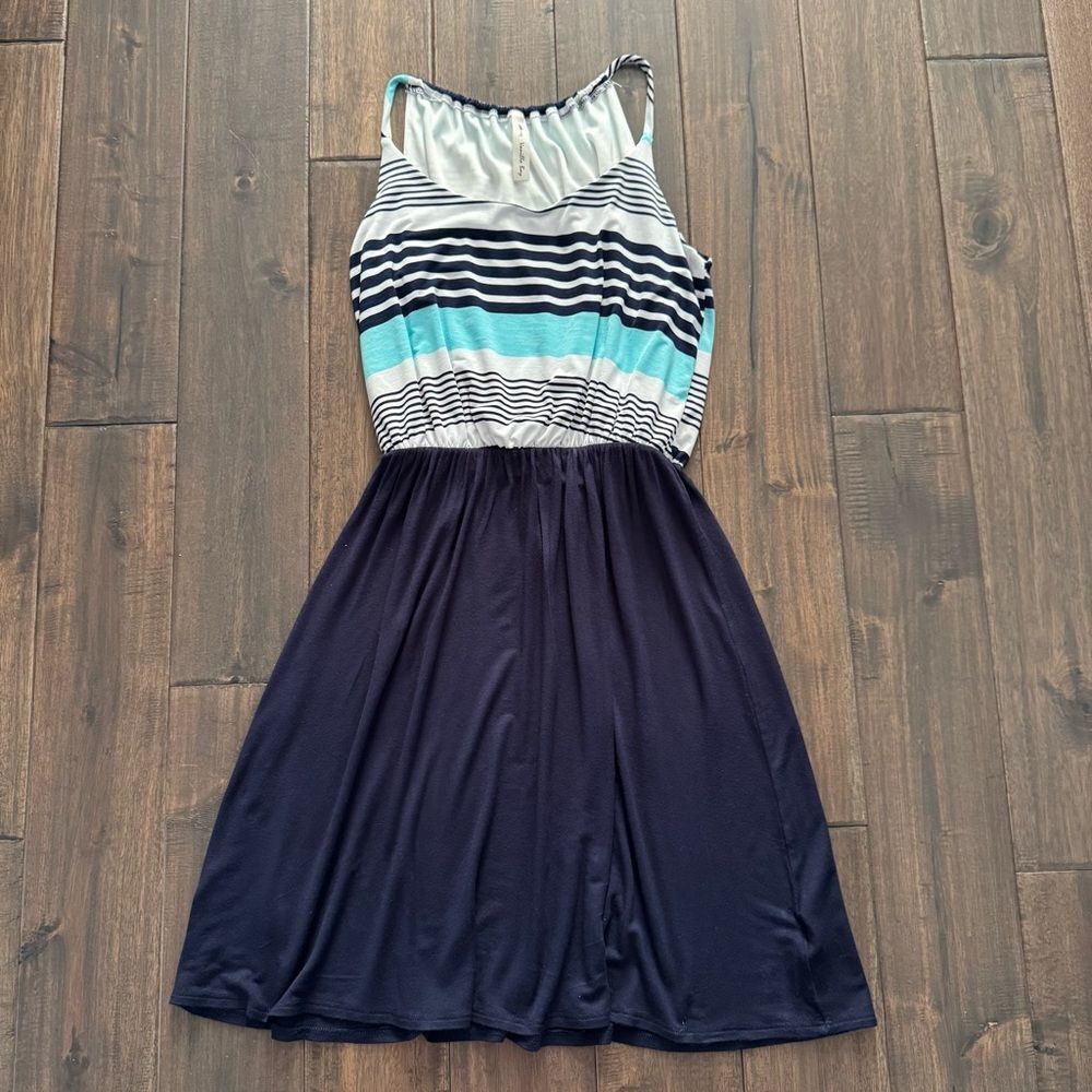 Vanilla Bay Blue Nautical Striped Sleeveless Dress S